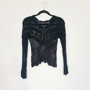 BCBGMAXAZRIA Black Net Top S